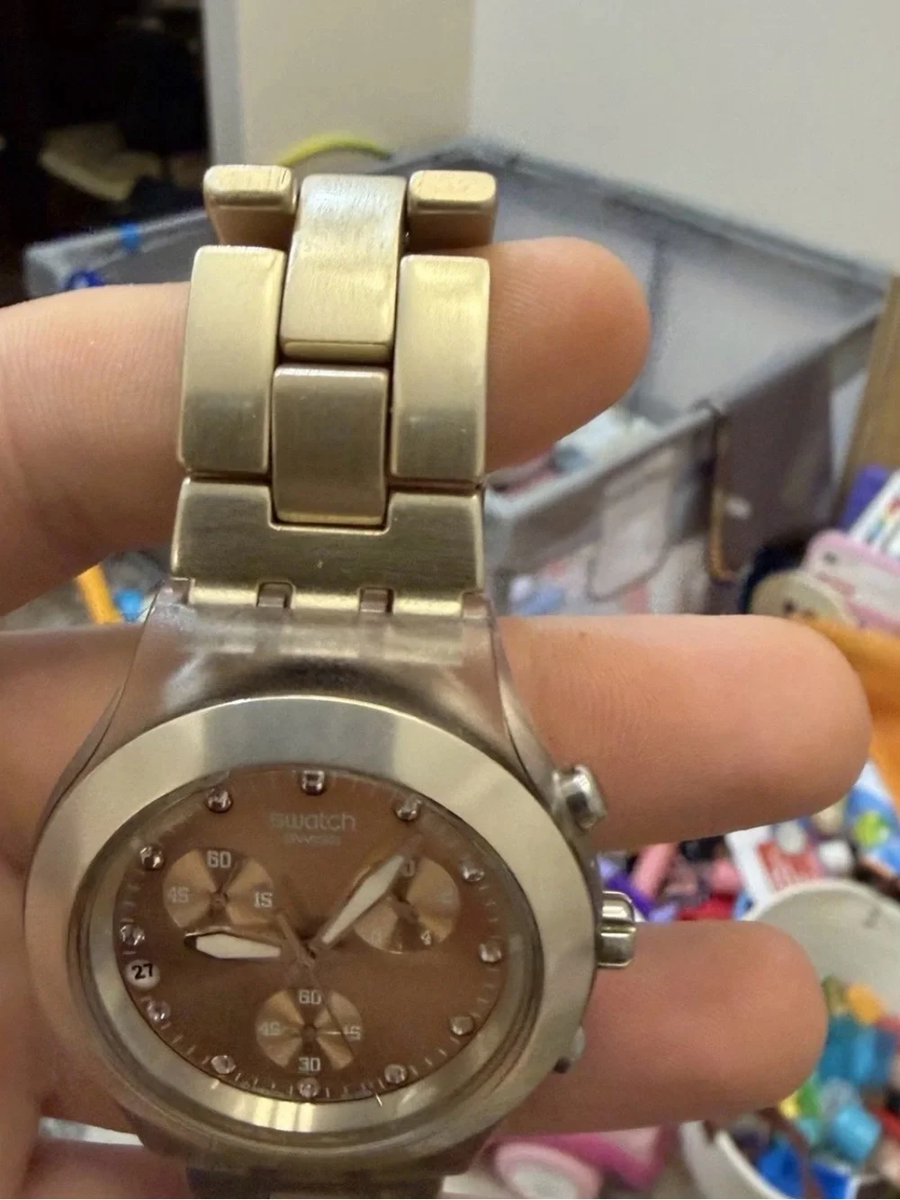 Swatch Irony Diaphane Full Blooded Gold Chronograph Watch 43mm SVCK4032G